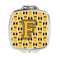 Carolines Treasures Letter F Football Black, Old Gold and White Compact Mirror CJ1080-FSCM